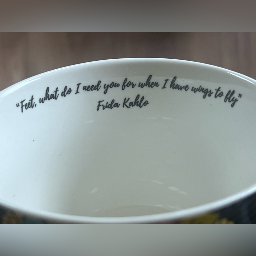 Kikkerland Frida Kahlo Quote Mug Black Floral Folk Art Coffee Tea Cup - Picture 6 of 8